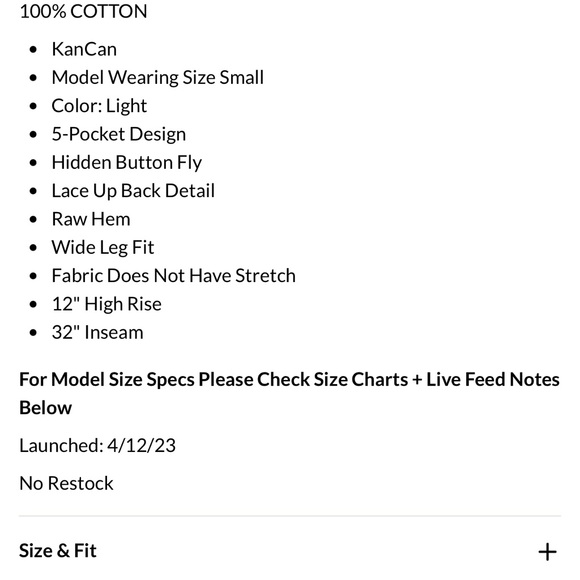 Gabi High Rise KanCan Lace Back Wide Leg Jeans (Light) Size 9/28 - Picture 7 of 7